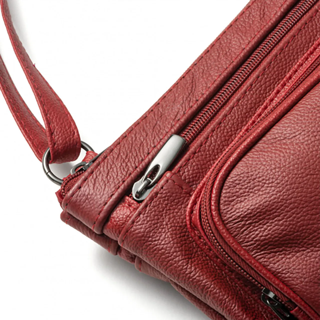 100% Genuine Soft Leather Wide Crossbody Bag with Strap