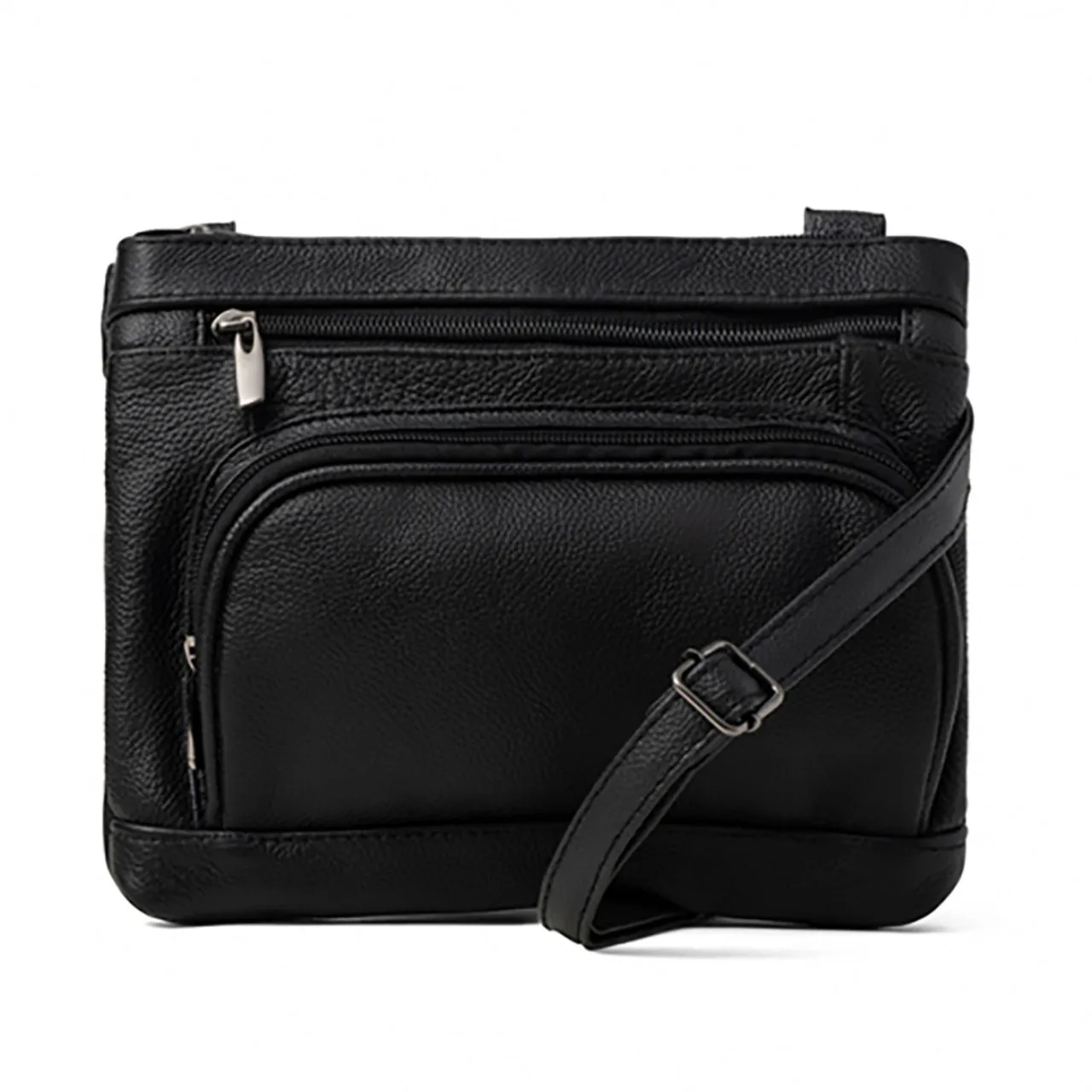 100% Genuine Soft Leather Wide Crossbody Bag with Strap