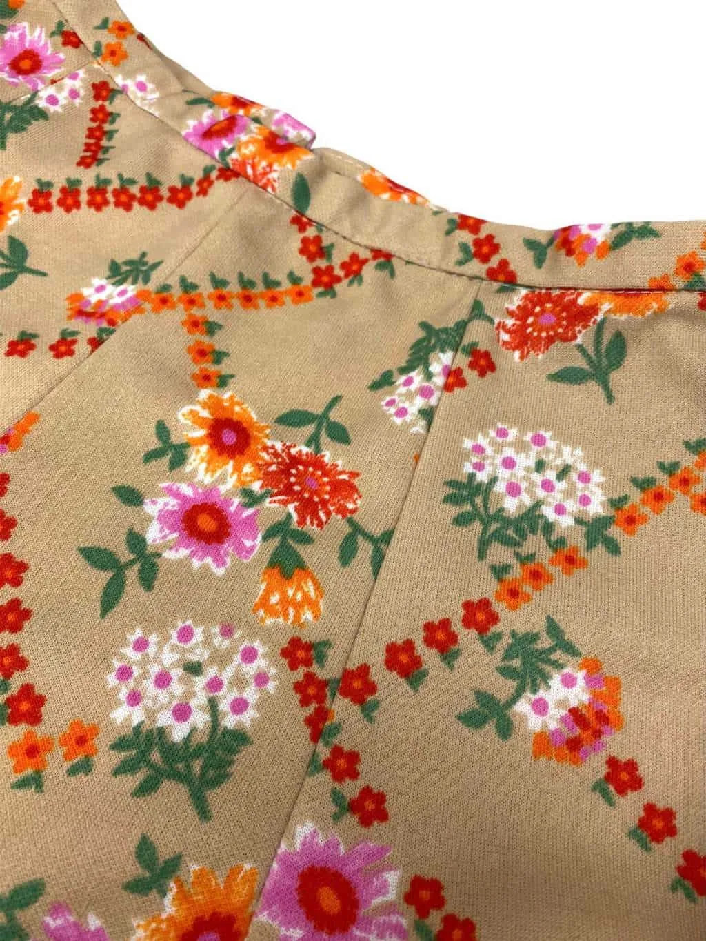 1970s vintage floral midi-skirt in peach-beige – Small