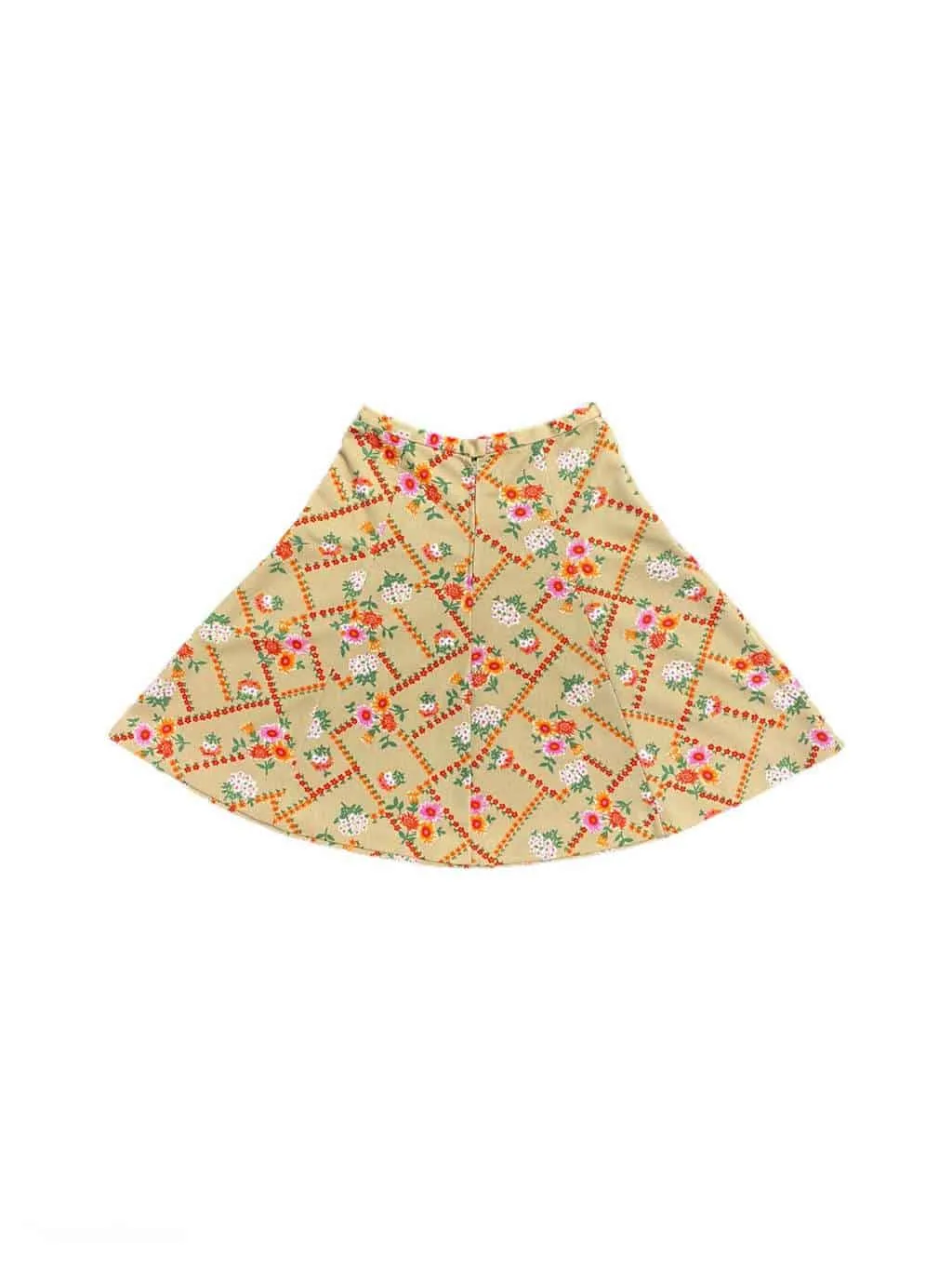 1970s vintage floral midi-skirt in peach-beige – Small