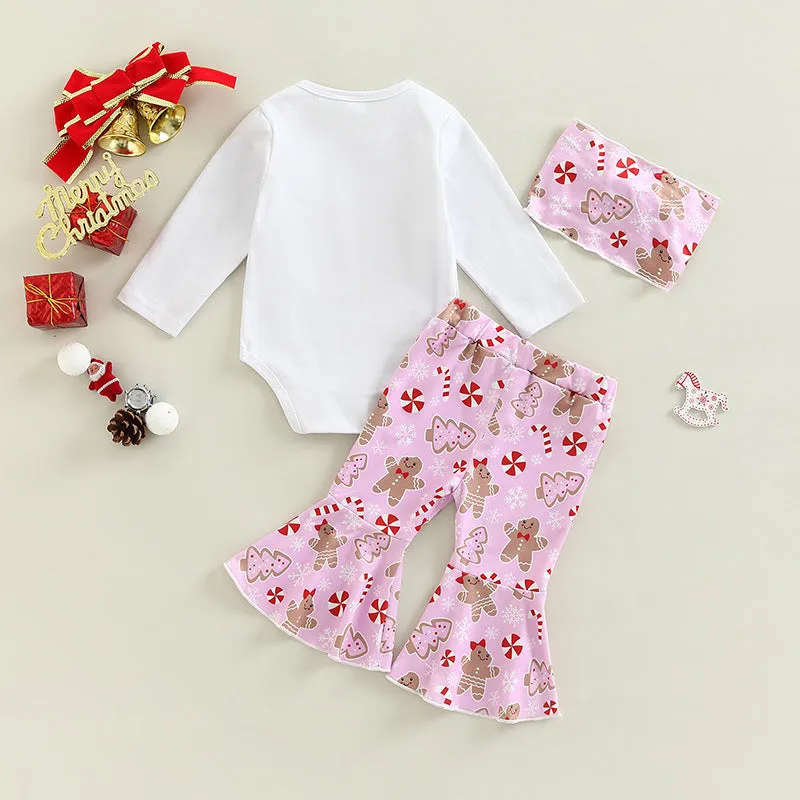 2 Pieces Set Baby Girls Christmas Letters Print Rompers And Cartoon Pants Wholesale 23101523