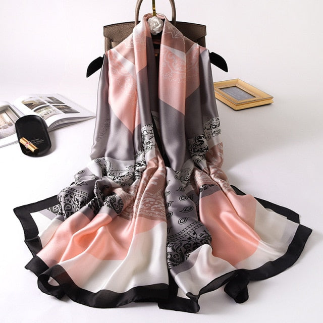 2022 Luxury Silk Scarf Brand Designer for women & girls