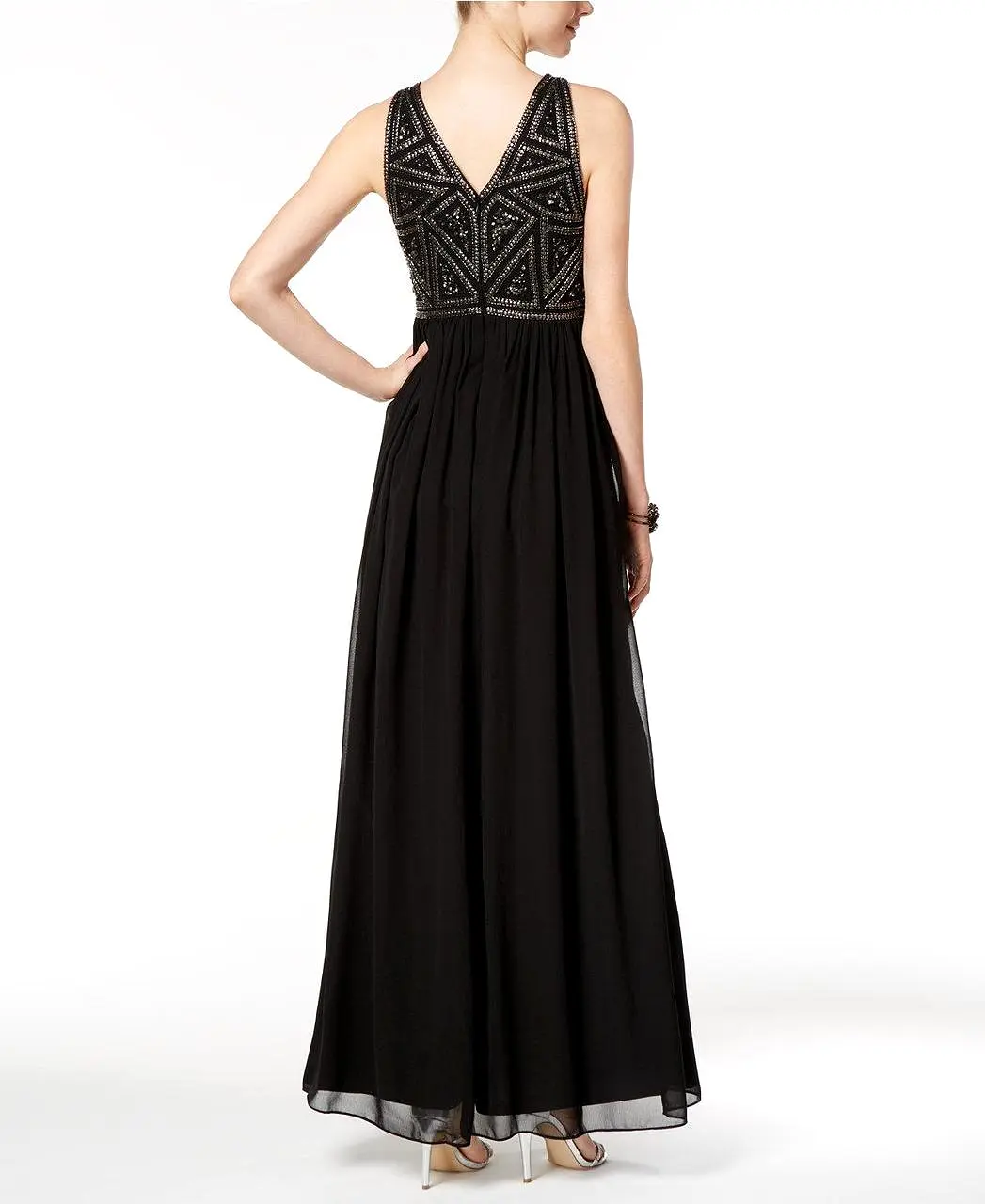 Adrianna Papell - 191910790 Embellished Jewel Ruched Gown