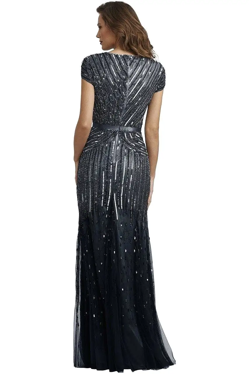 Adrianna Papell - 92868950 Cap Sleeve Sequined Mesh A-Line Gown