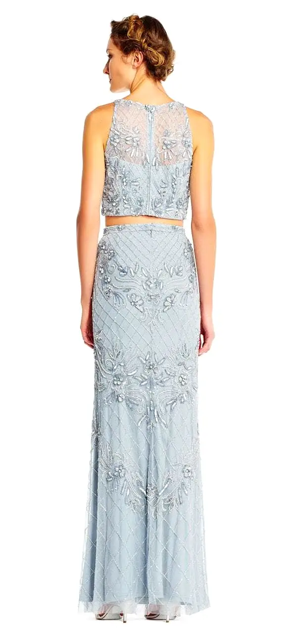 Adrianna Papell - AP1E201534 Beaded Halter Illusion Two Piece Gown