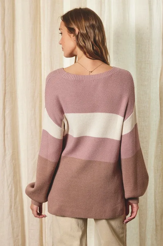 Althea Color Block Sweater And Shorts Set