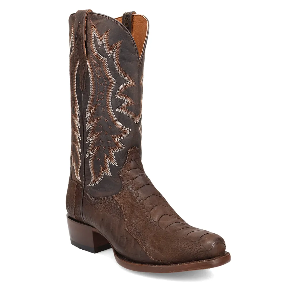 Anders Ostrich Embroidered Square Toe Cowboy Boots