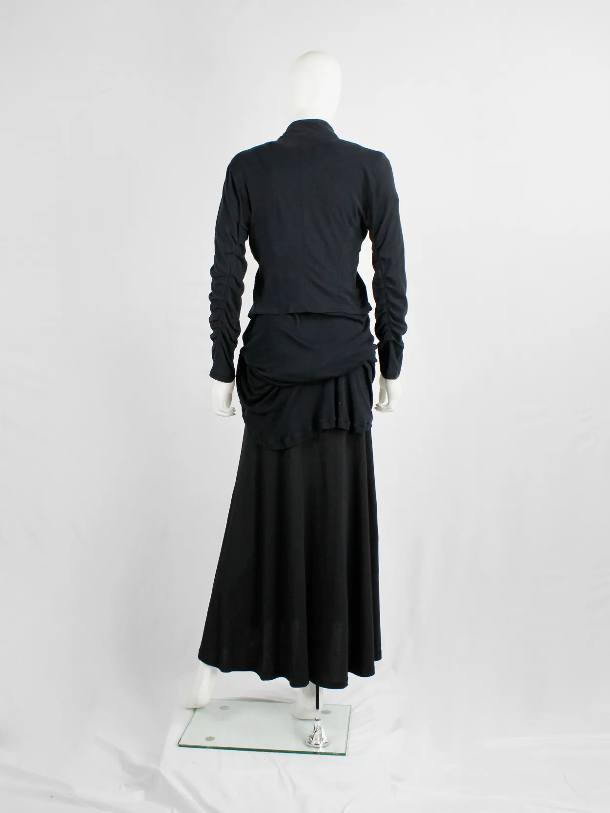 Ann Demeulemeester black asymmetric cardigan with buttons and tucked sleeves