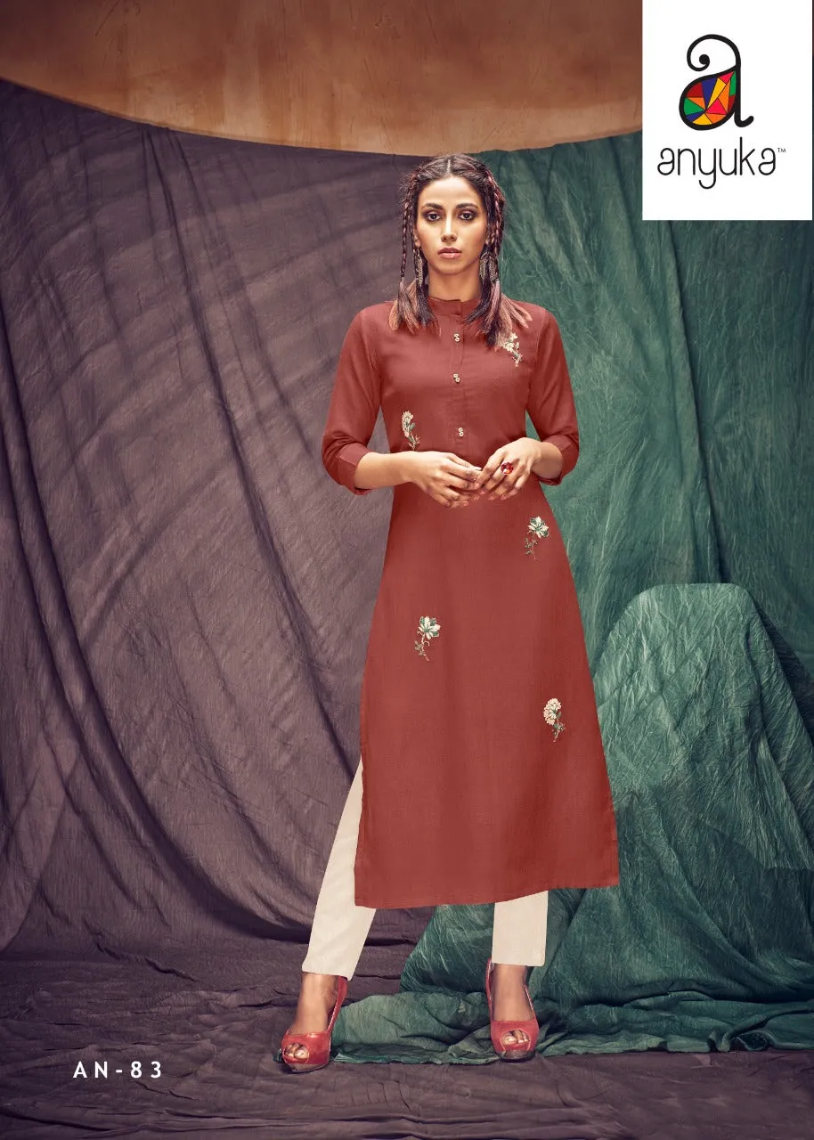 ANYUKA PANCHANG SPRING SUMMER PARTYWEAR KURTI WITH EMBROIDERY WORK