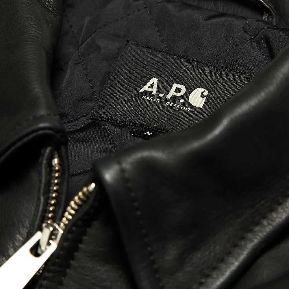 A.P.C. x Carhartt Detroit Leather JacketBlack