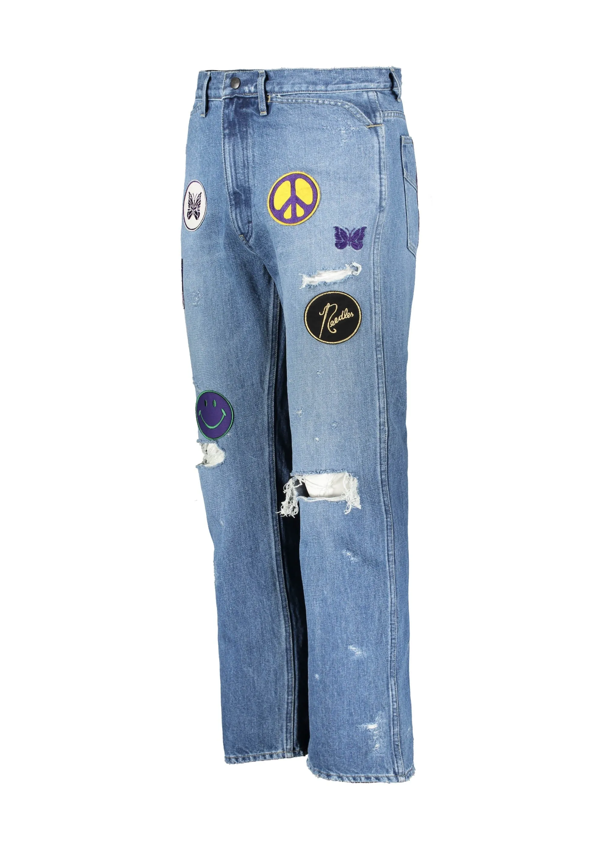 Assorted Patches Straight Jeans