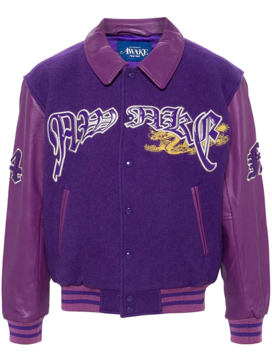 Awake Ny    Awake Ny Dragon Embroidered Varsity Jacket