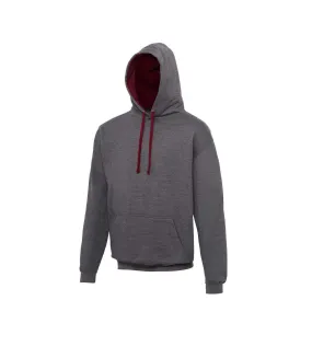 Awdis Varsity Hooded Sweatshirt / Hoodie (Charcoal/ Burgundy) - UTRW165