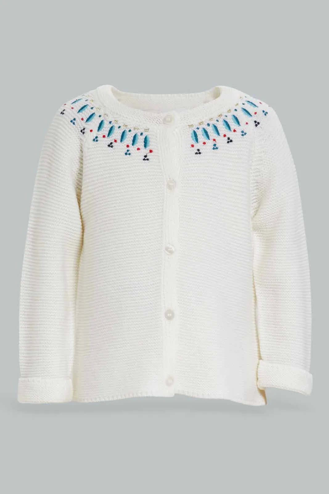 Baby Girls Ivory Embroidery Cardigan