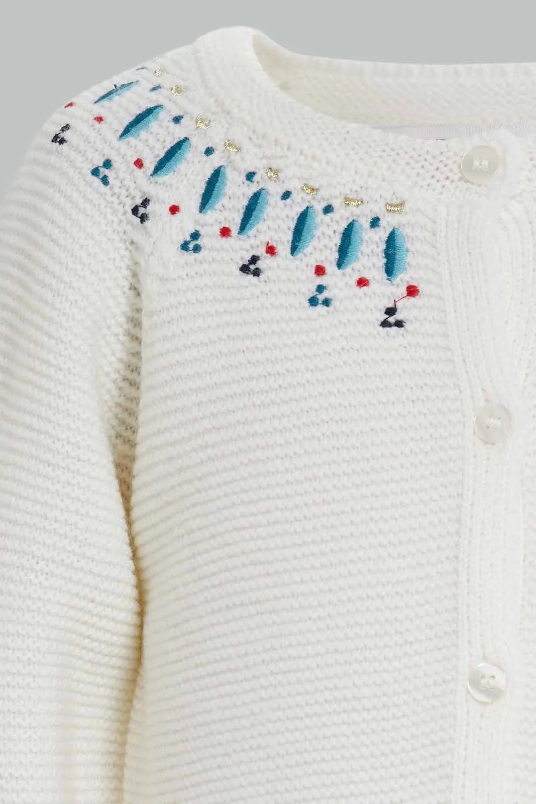 Baby Girls Ivory Embroidery Cardigan