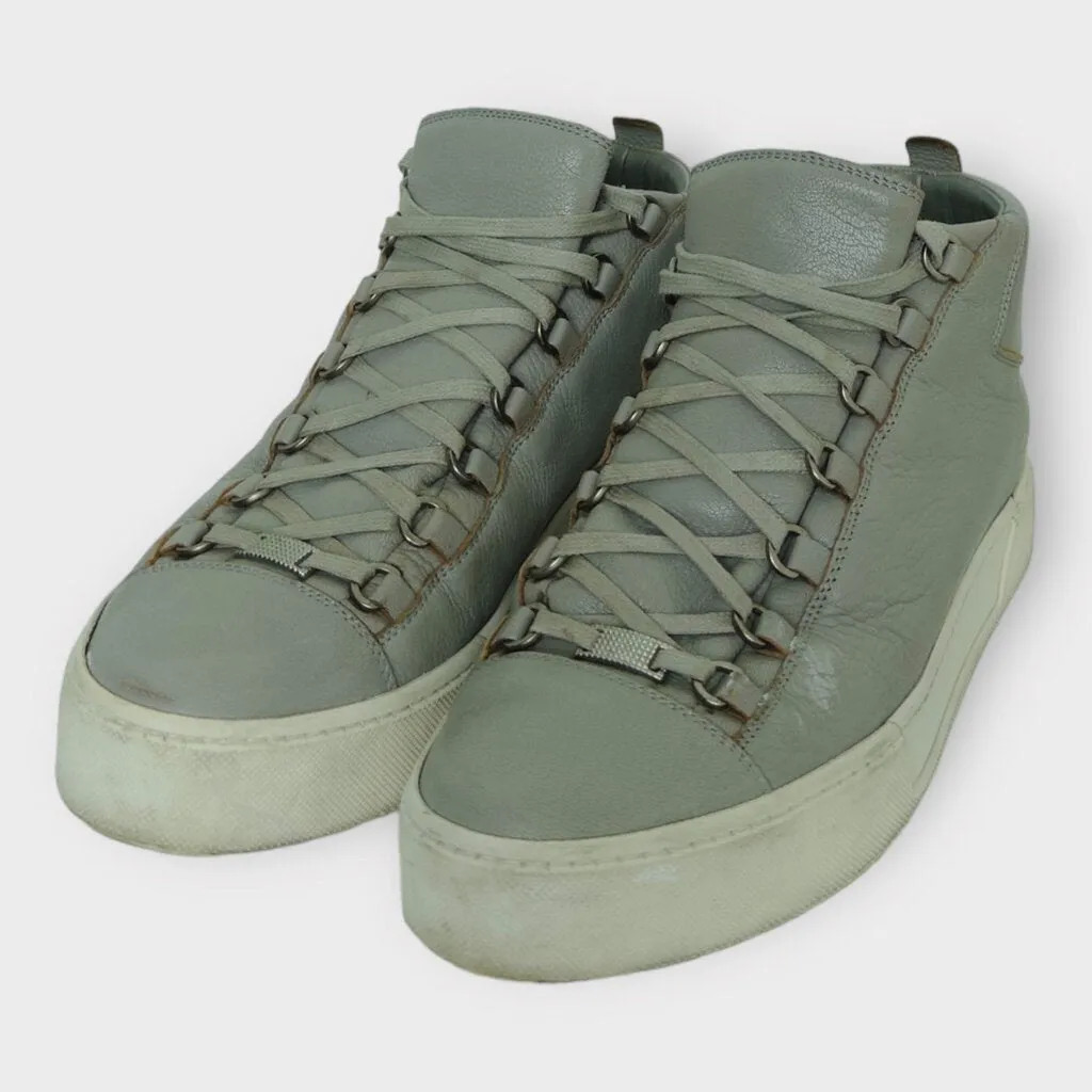 Balenciaga Grey Leather Arena High Top Sneaker