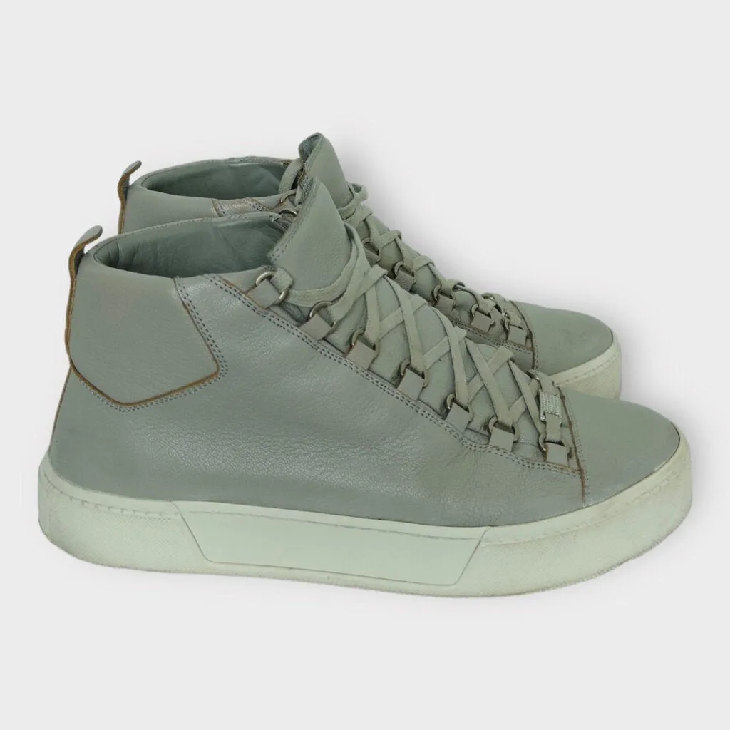 Balenciaga Grey Leather Arena High Top Sneaker