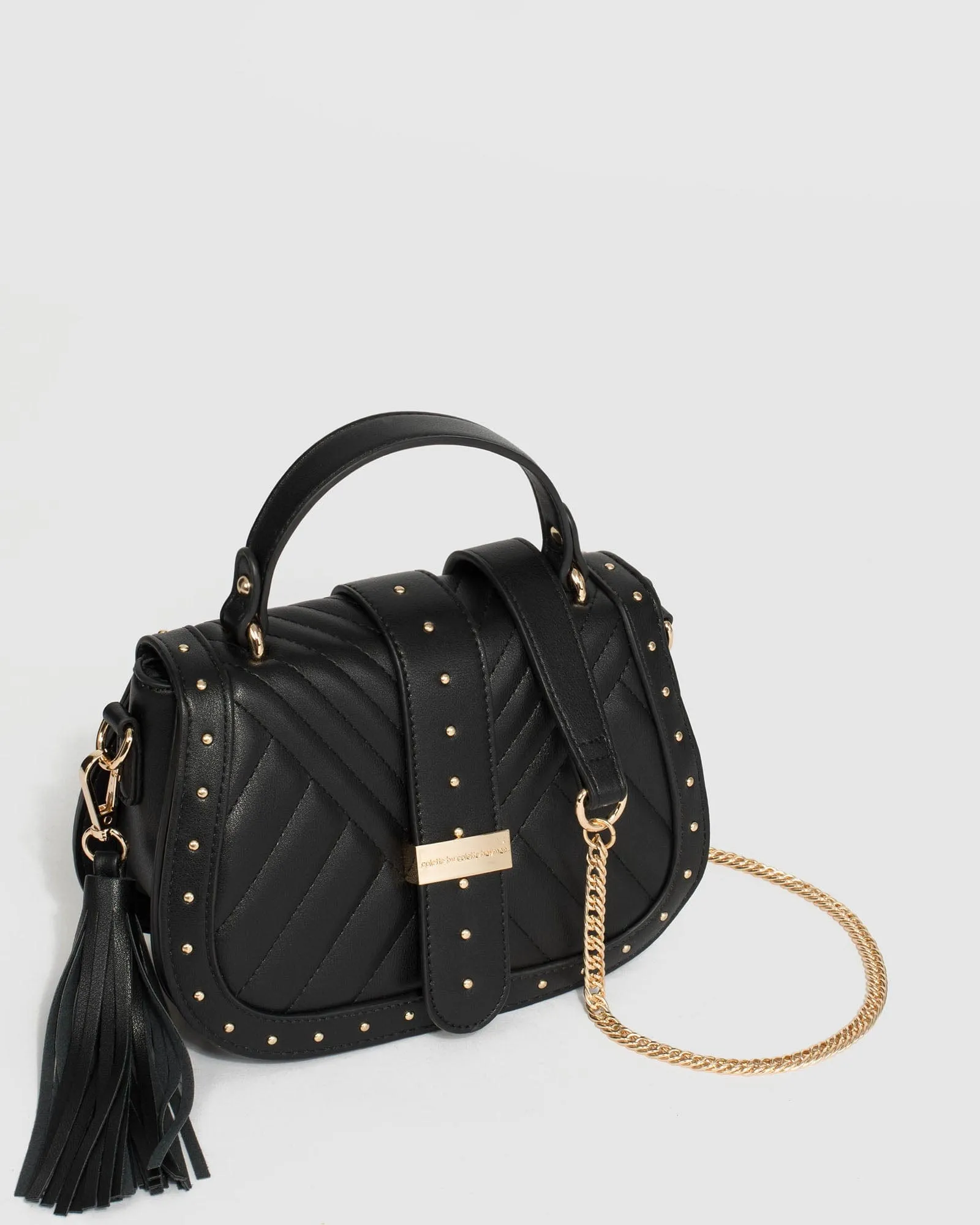 Black Ambur Tassel Crossbody Bag