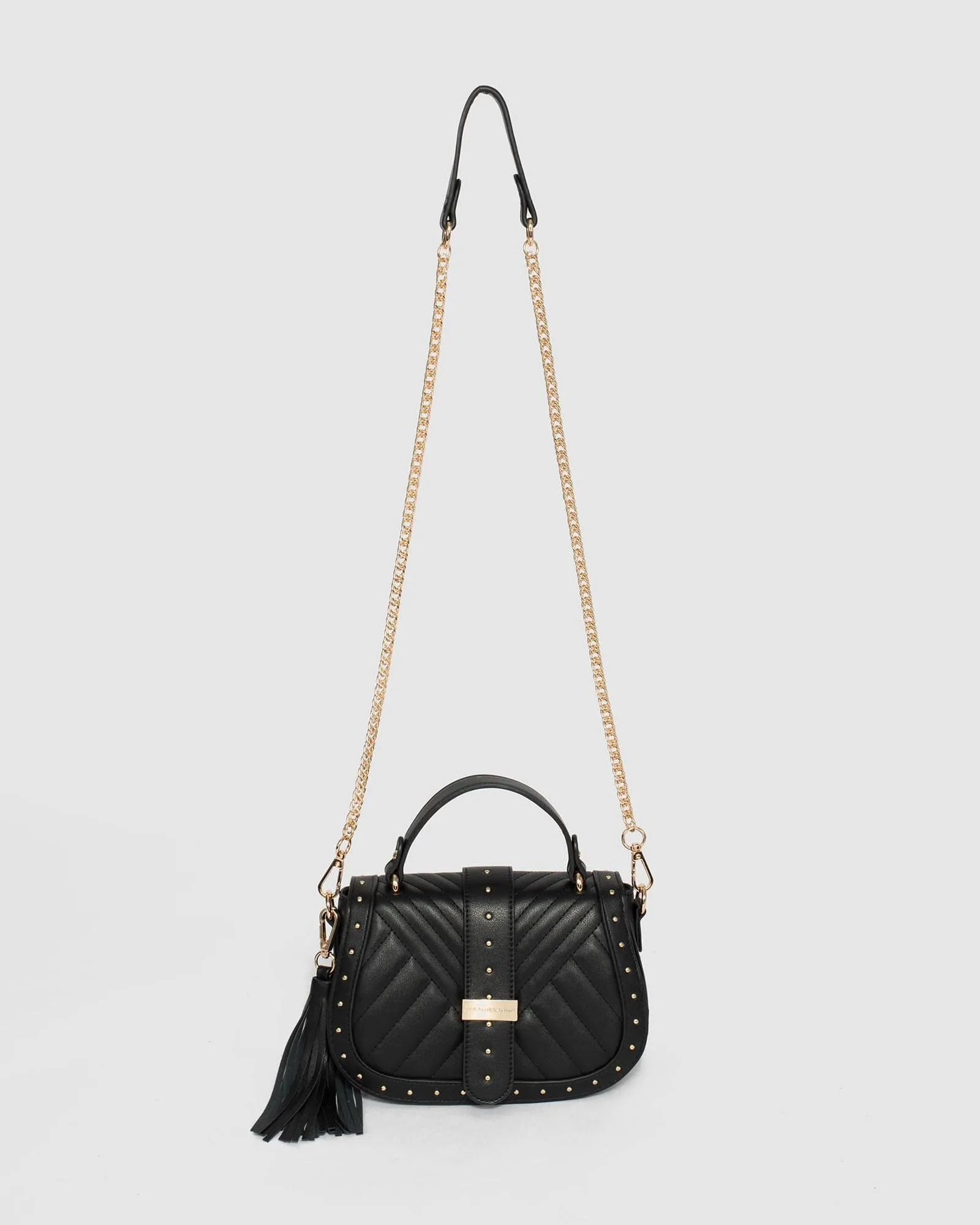 Black Ambur Tassel Crossbody Bag