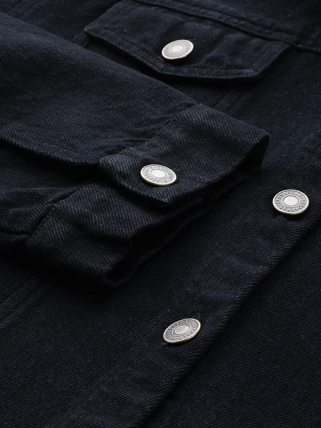 Black Denim Raw Edge Jacket