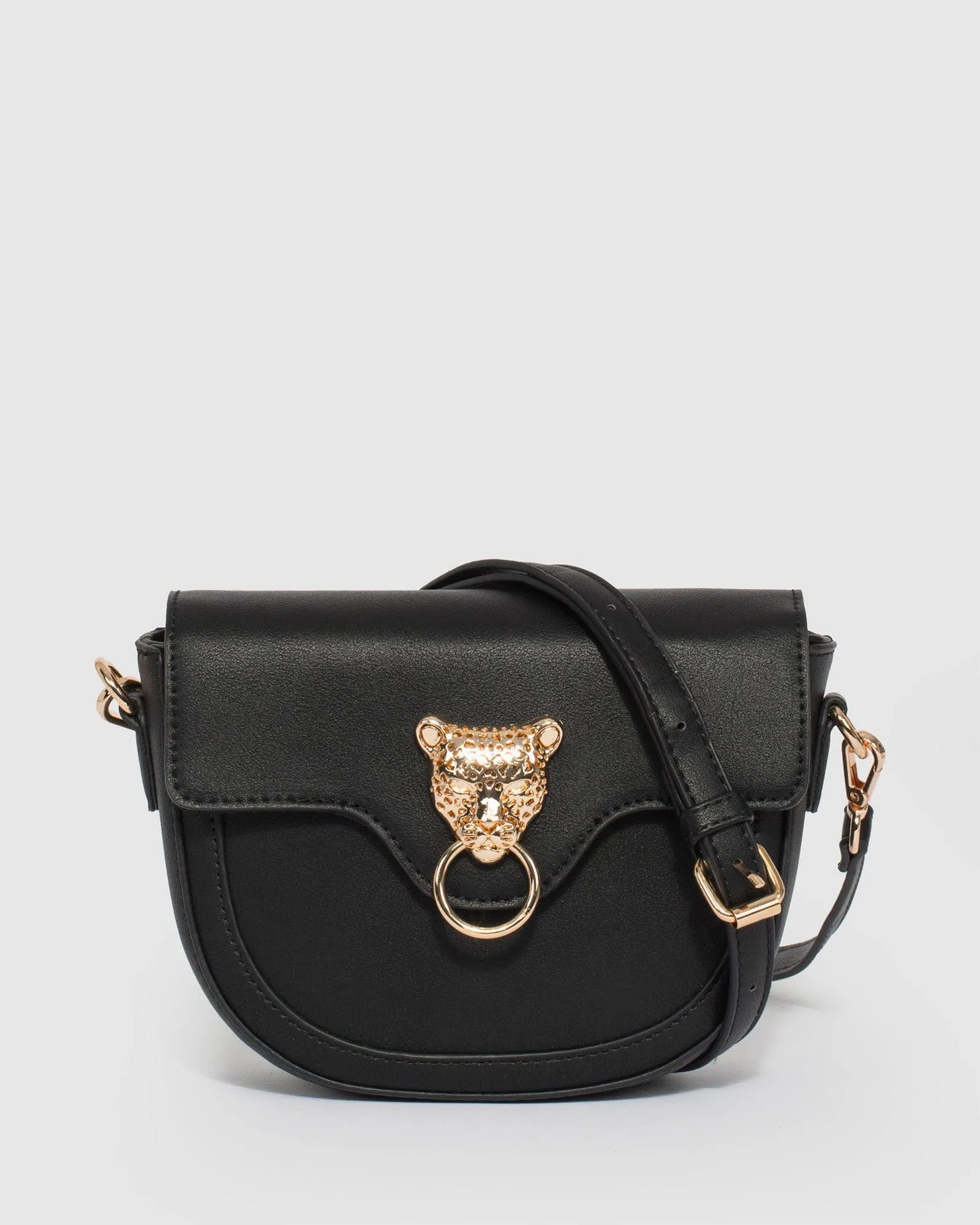 Black Leopard Head Crossbody Bag