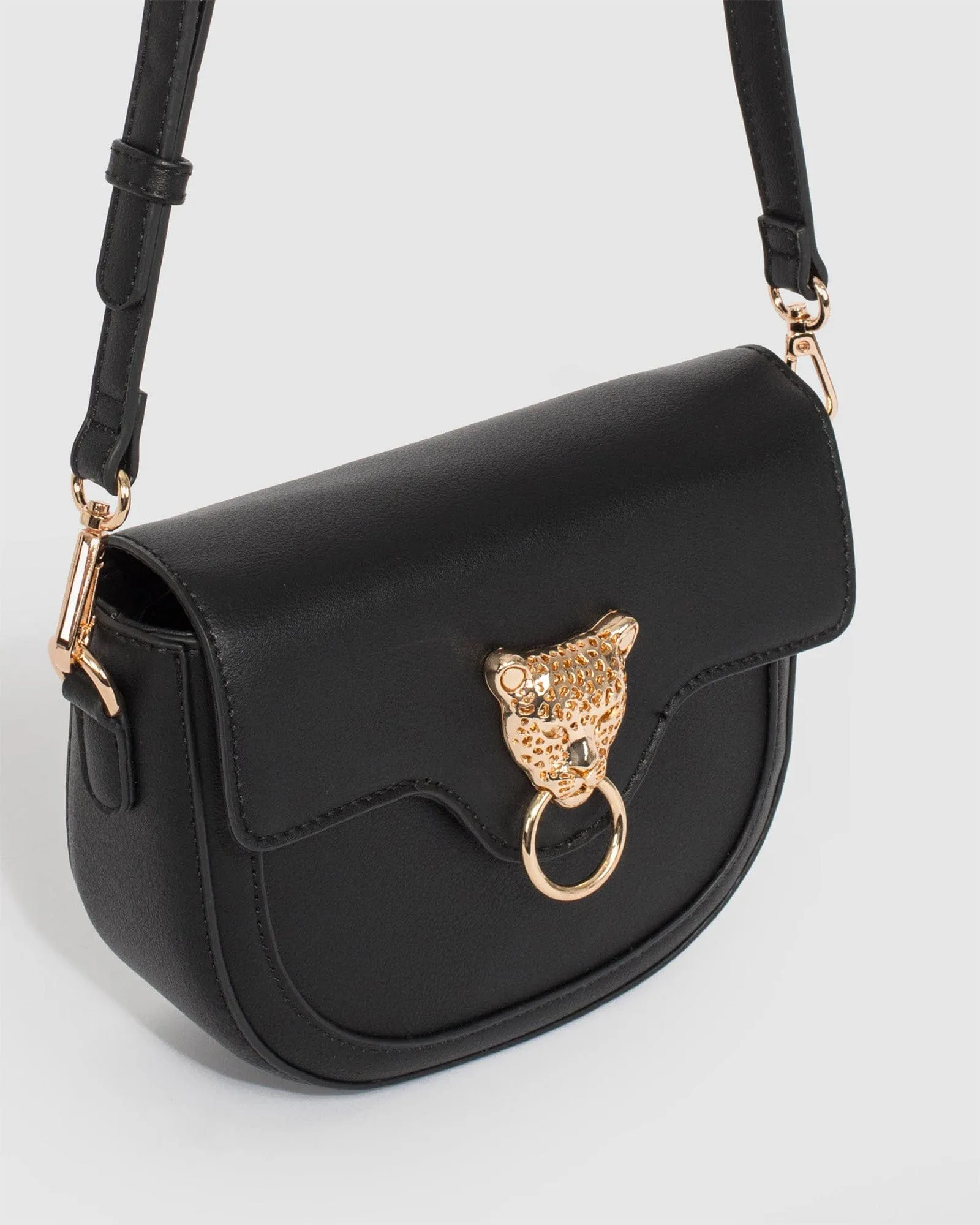 Black Leopard Head Crossbody Bag