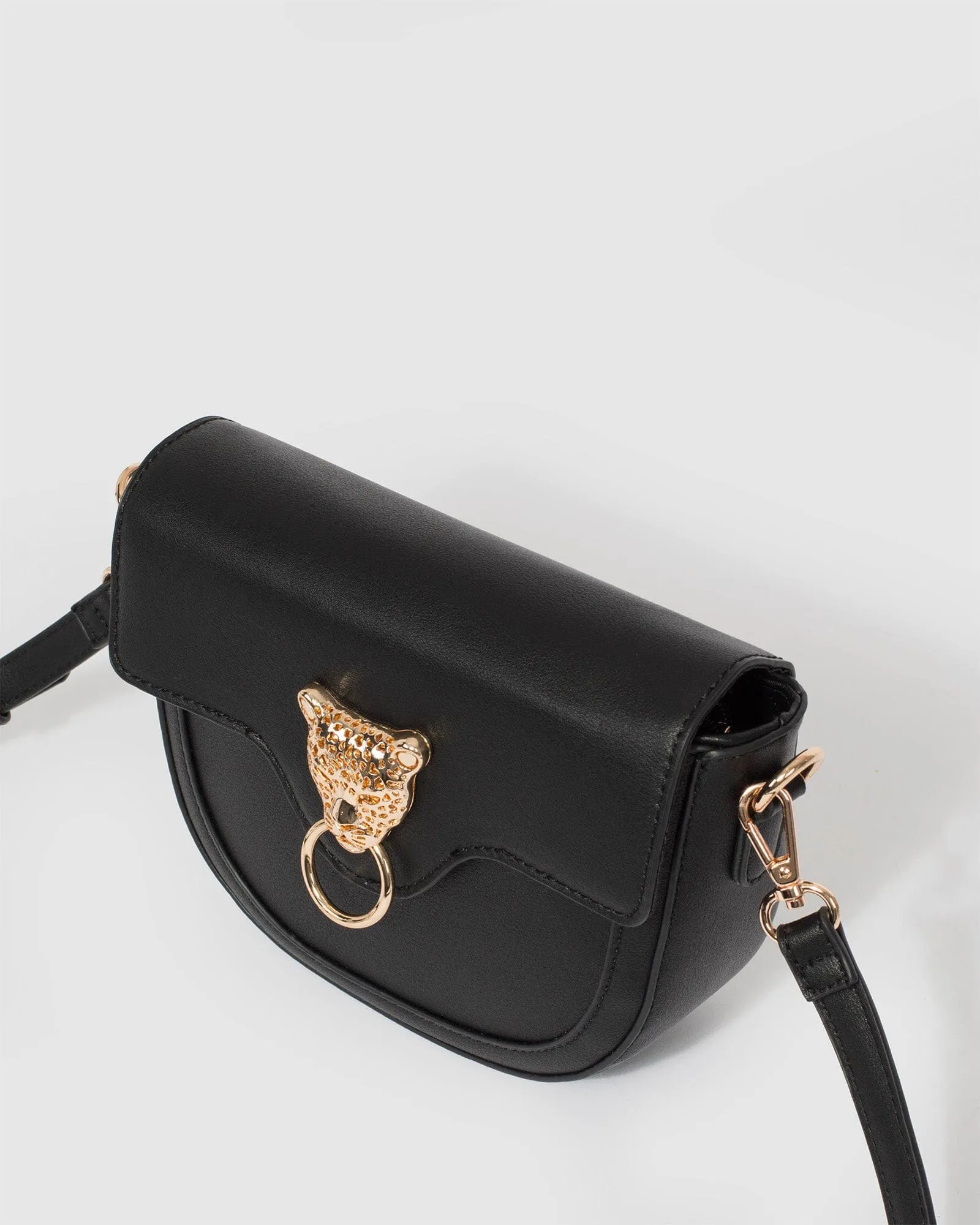 Black Leopard Head Crossbody Bag