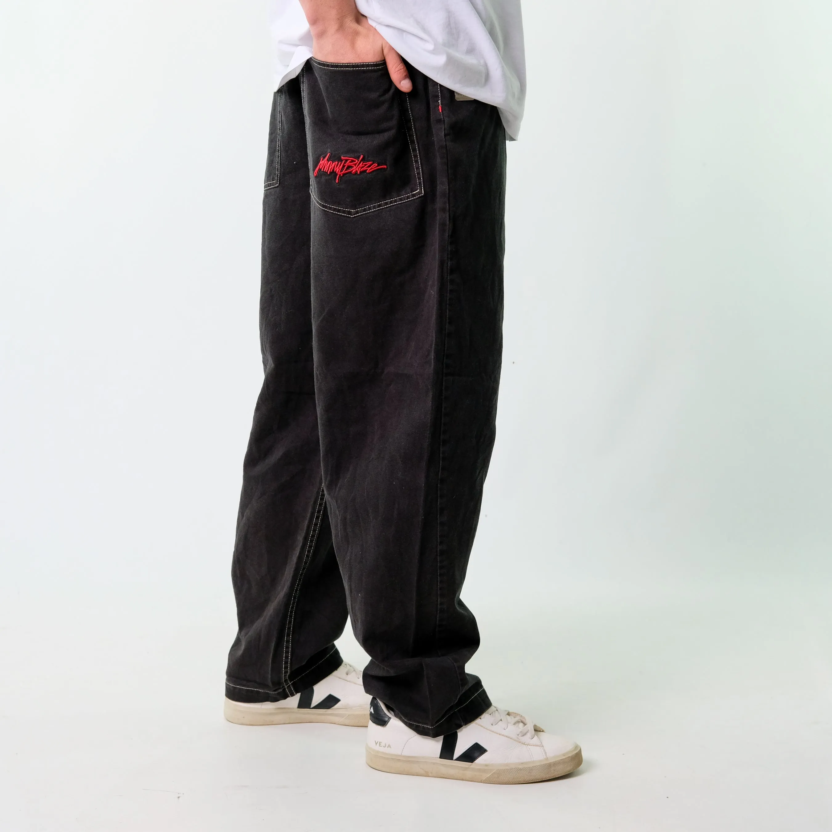 Black y2ks Johnny Blaze Denim Hip Hop Jeans Baggy Pants (38x30)