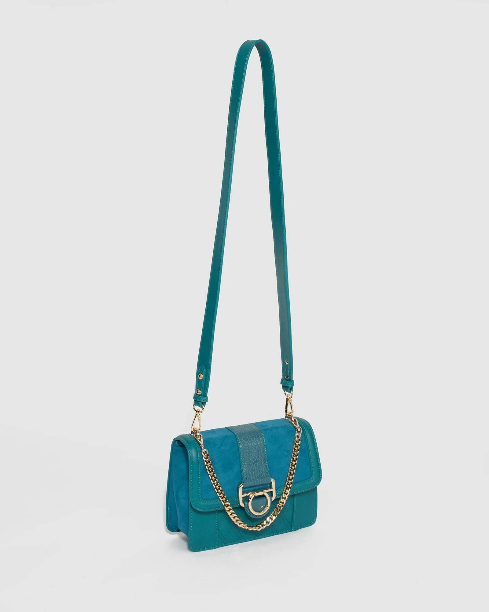 Blue Rachel Diamond Quilt Crossbody Bag