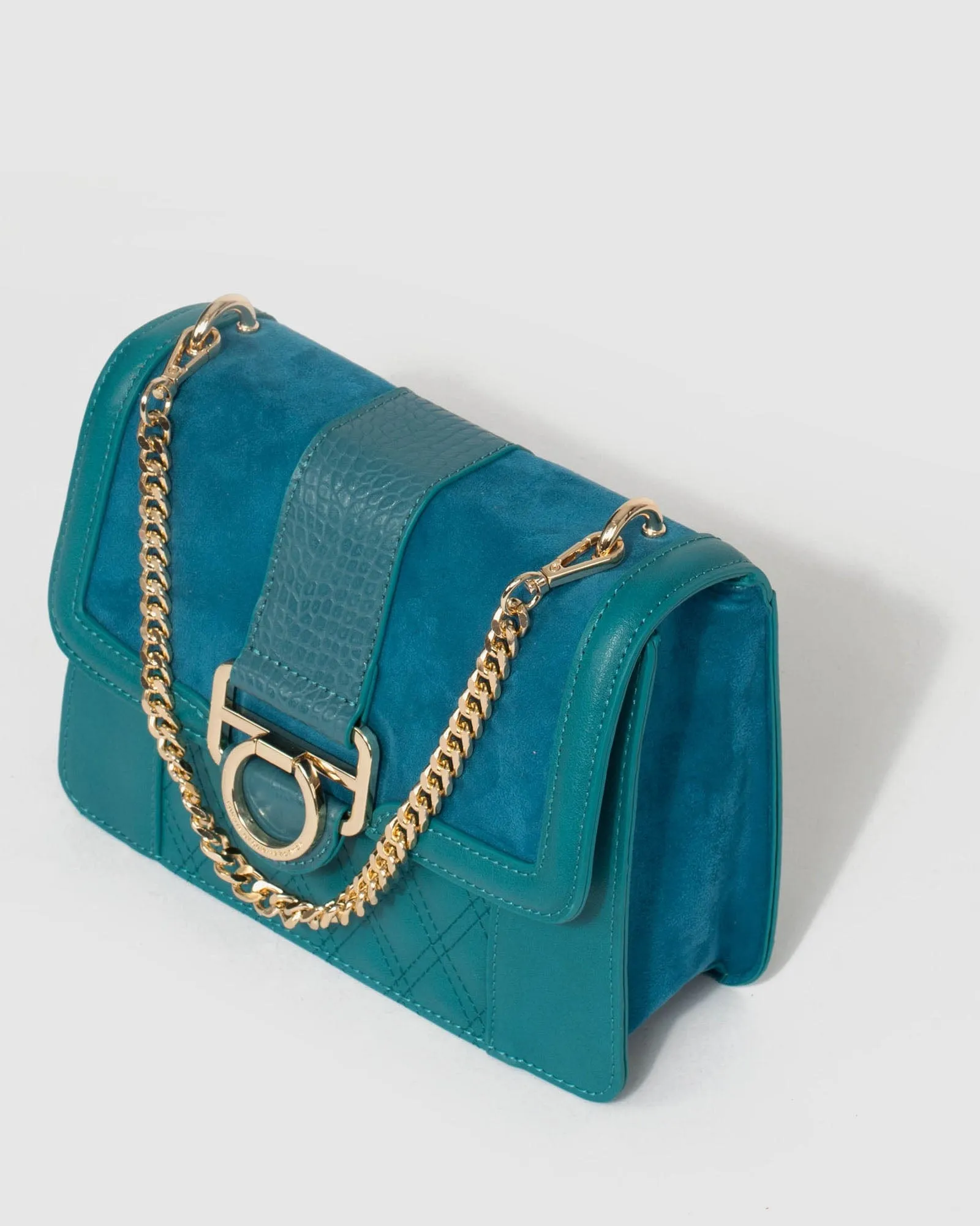 Blue Rachel Diamond Quilt Crossbody Bag