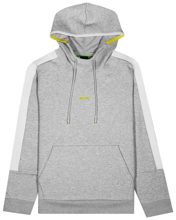 BOSS GREEN Boss Side-Stripe Cotton Blend Hoody - Grey