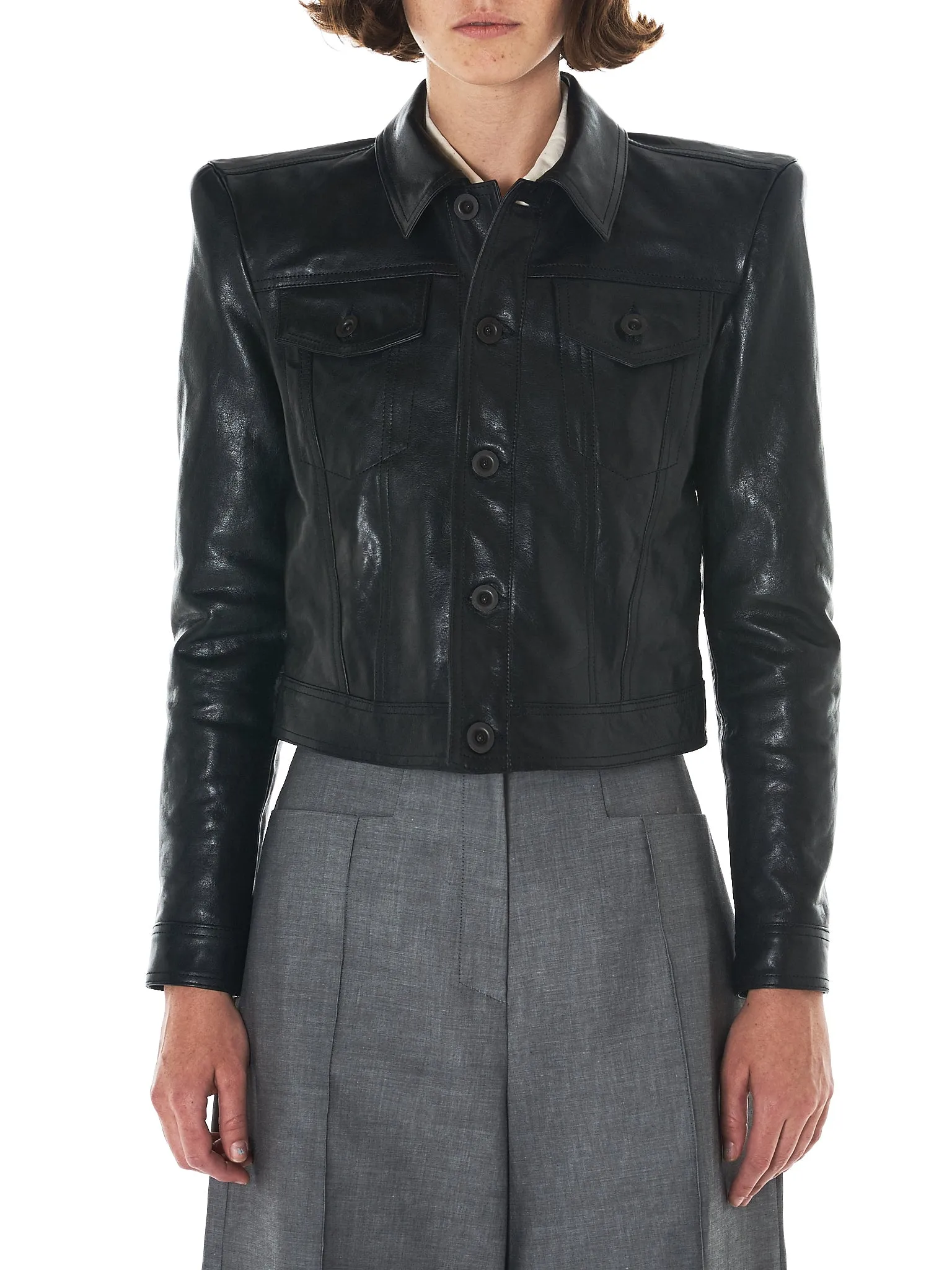 Boxy Leather Jacket (UWJA001R18170001-BLACK)