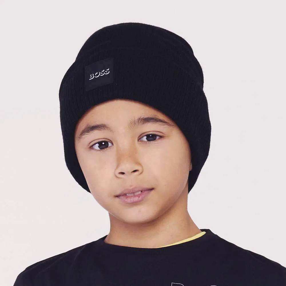 Boys Navy Blue Logo Beanie Hat