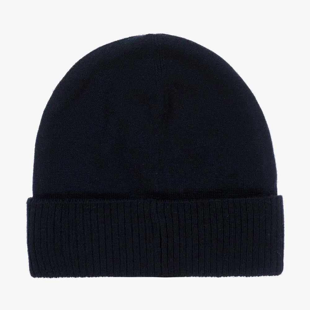 Boys Navy Blue Logo Beanie Hat