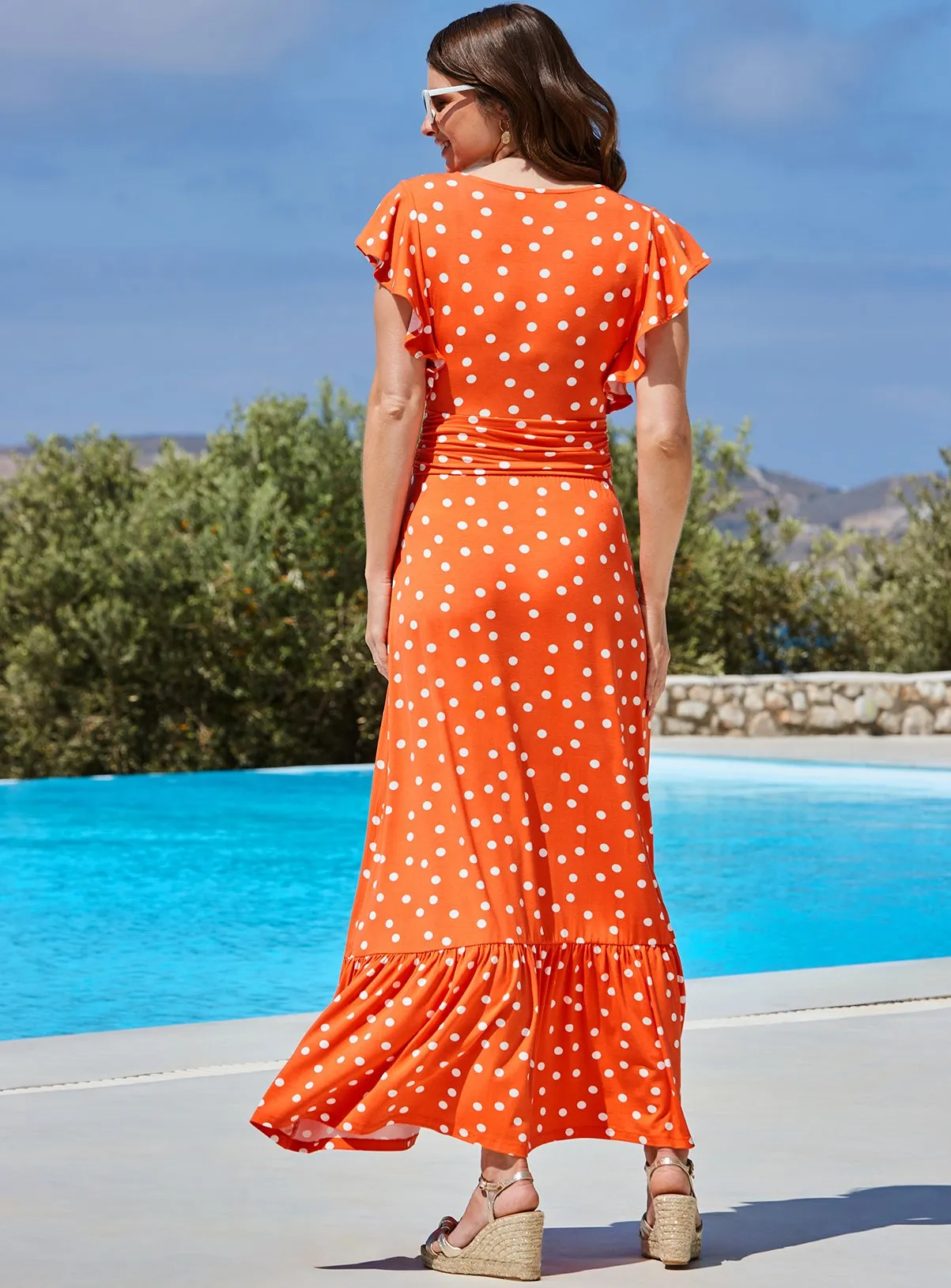 Buy SOSANDAR Bright Orange Frill Maxi Dress 14 | Dresses | Tu