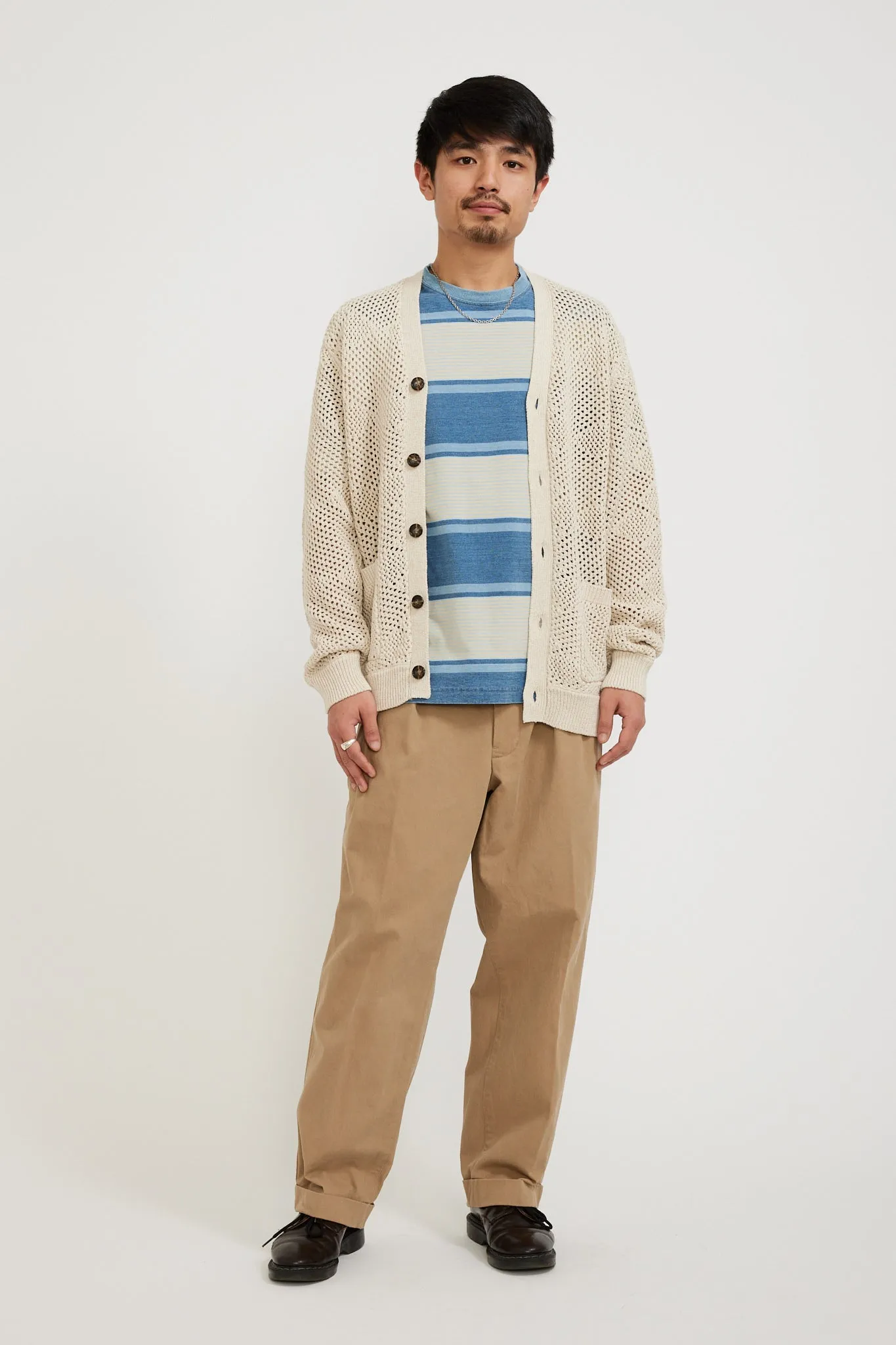 Cardigan Argyle Mesh Beige