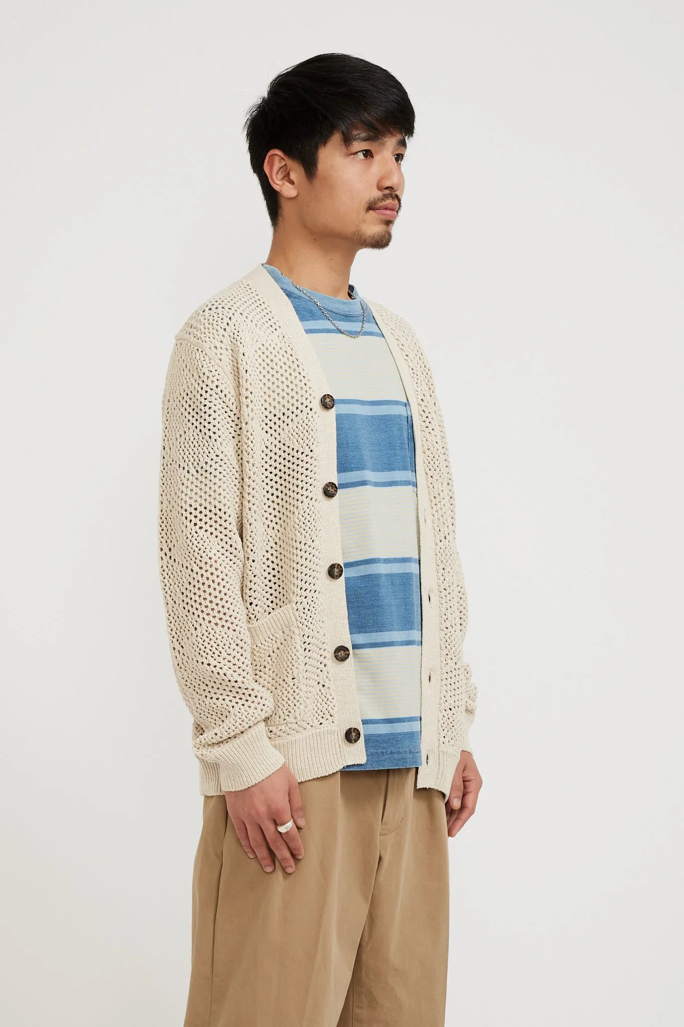 Cardigan Argyle Mesh Beige