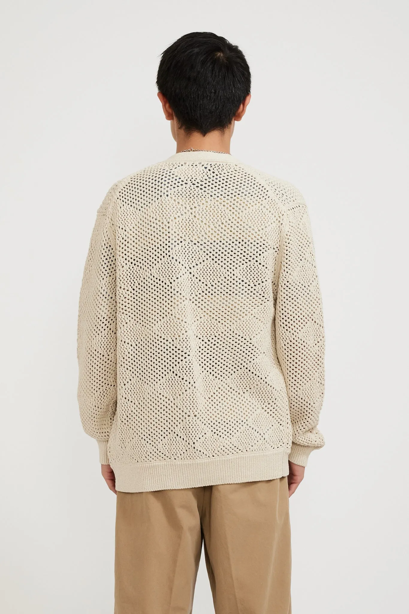 Cardigan Argyle Mesh Beige