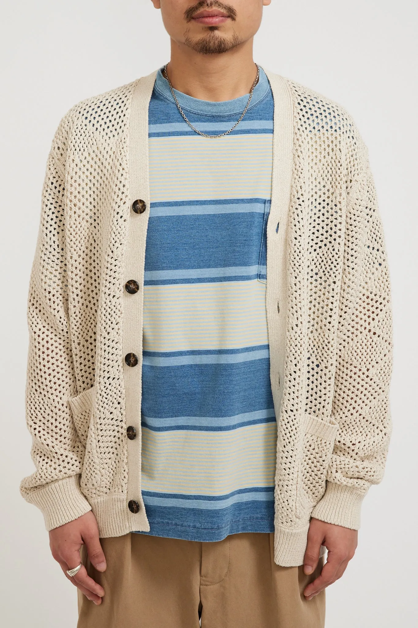 Cardigan Argyle Mesh Beige