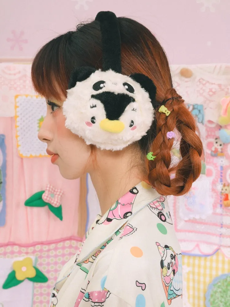 Cartoon Panda Penguin Warm Plush Earmuffs