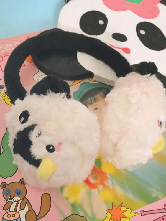 Cartoon Panda Penguin Warm Plush Earmuffs