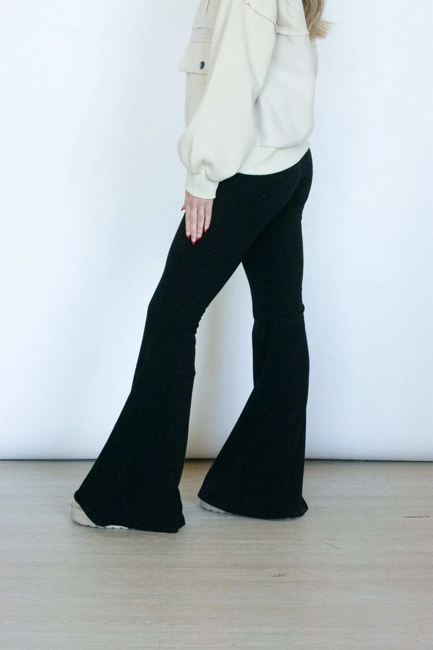 Cozier Than Ever Black Jersey Flare Pant