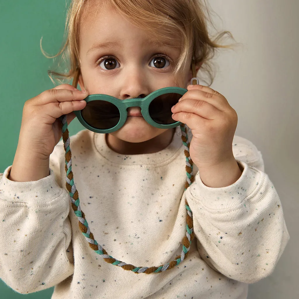 Cream Eyewear x Gray Label Child Sunglasses Cords Bright Green, Peanut, And Grey Melange