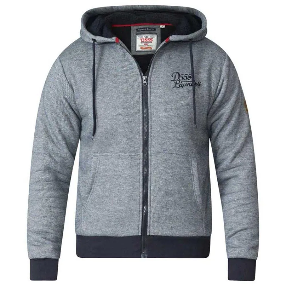 D555 William Sherpa Lined Zip Hoody Grey Black