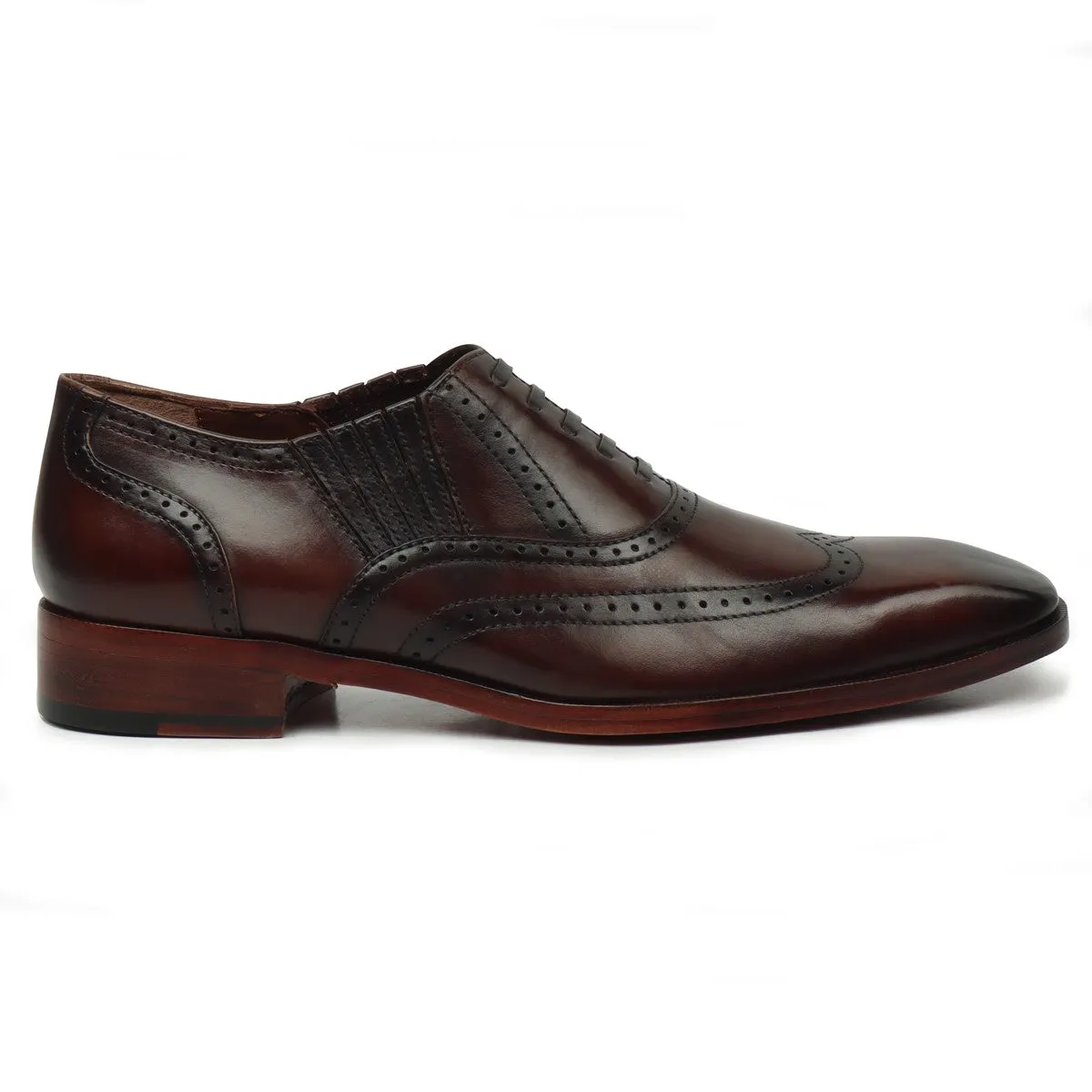 Dark Brown Lazy Man Stylish Wingtip Punching with Fixed Lace Oxfords by Brune & Bareskin