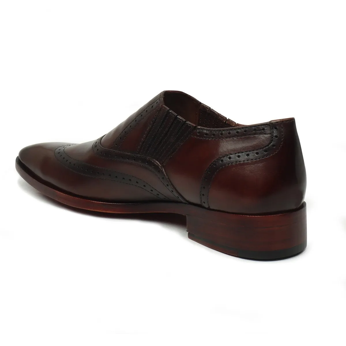 Dark Brown Lazy Man Stylish Wingtip Punching with Fixed Lace Oxfords by Brune & Bareskin