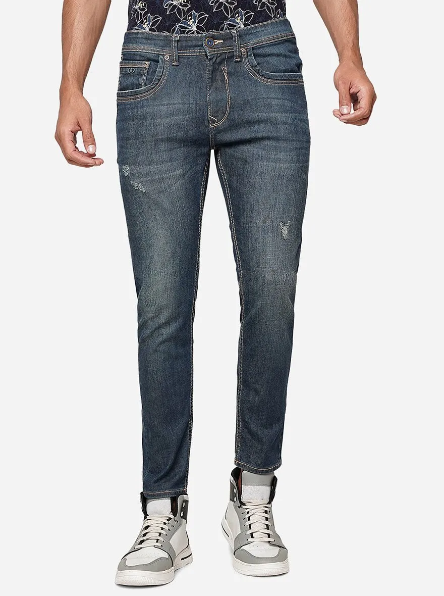 Denim Blue Solid Rider Fit Jeans | JadeBlue