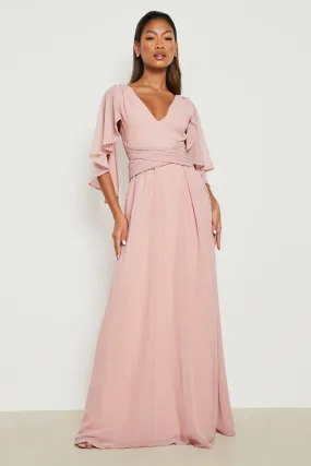 Dresses | Chiffon Bridesmaid Angel Sleeve Wrap Maxi Dress | boohoo