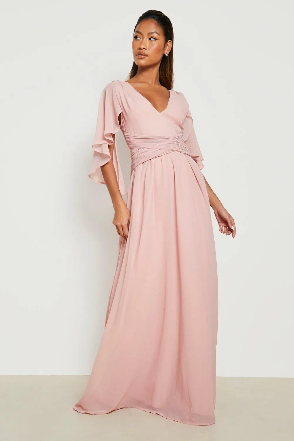 Dresses | Chiffon Bridesmaid Angel Sleeve Wrap Maxi Dress | boohoo