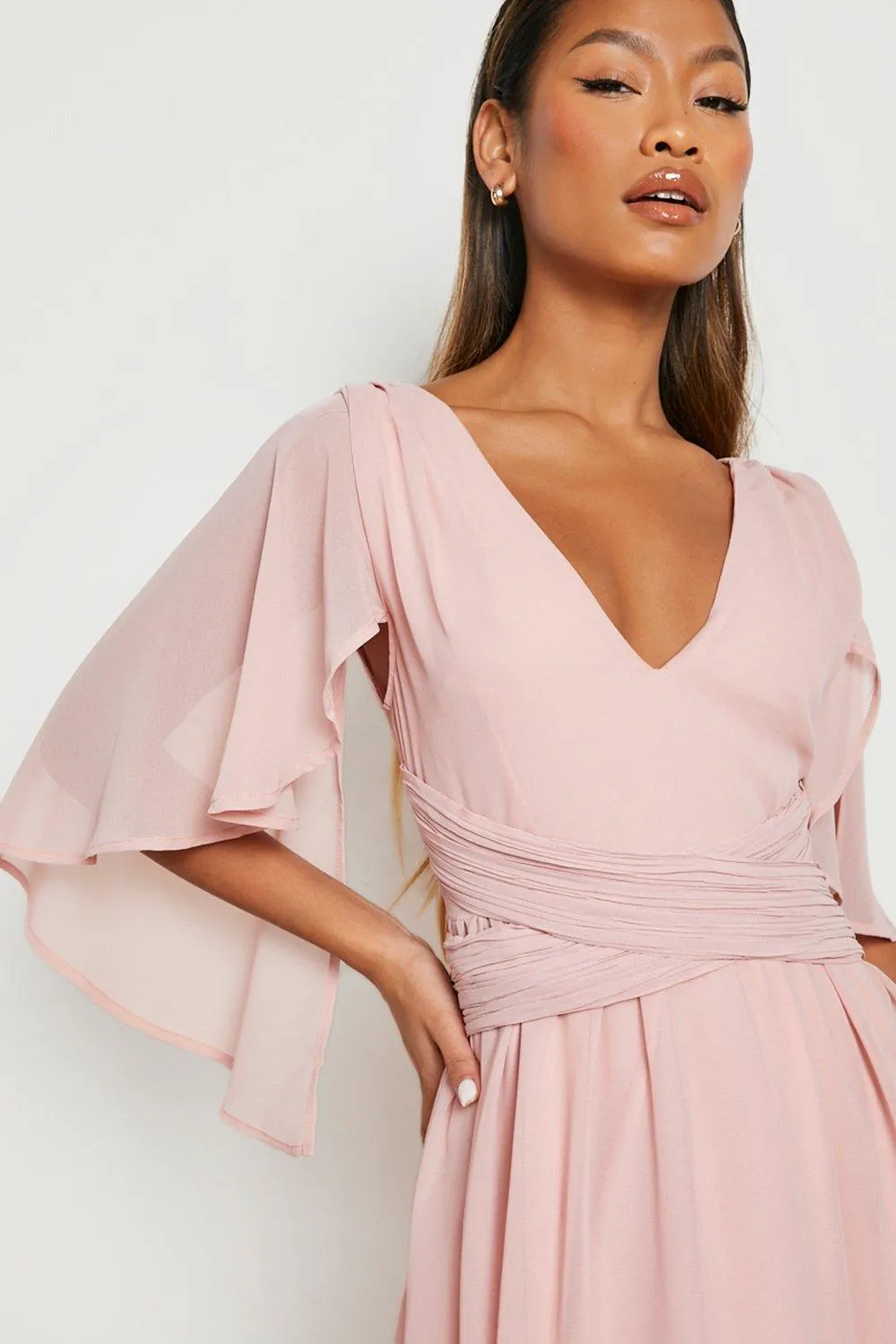 Dresses | Chiffon Bridesmaid Angel Sleeve Wrap Maxi Dress | boohoo